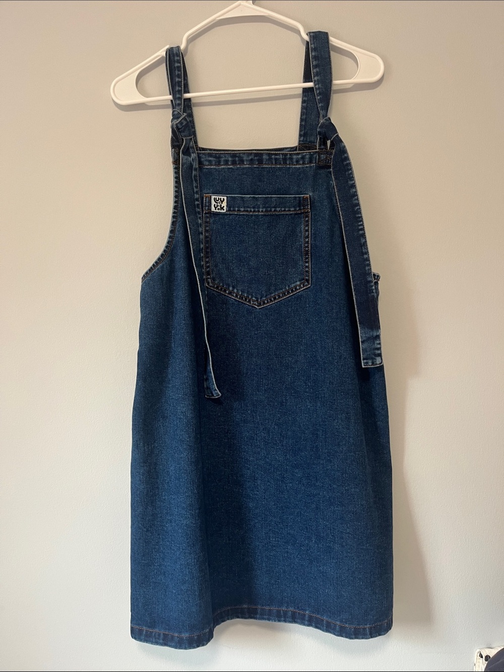 Lucy & Yak Blue Denim Pinafore Mini Dress